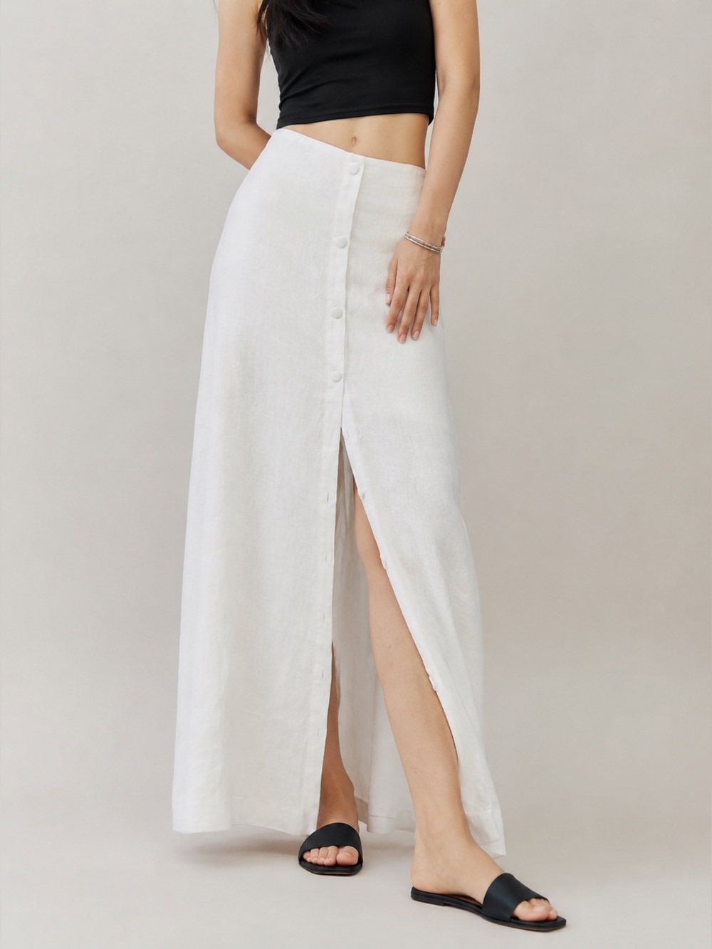 Reformation Andi Linen Maxi Skirt size 2 white color